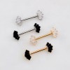 BAGUETTE CUT FAN CZ 316L SURGICAL STEEL NIPPLE RING SHIELD